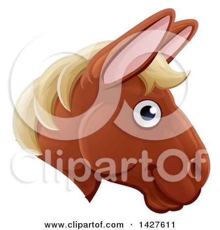 Clipart of a Happy Horse Face Avatar - Royalty Free Vector Illustration by AtStockIllustration