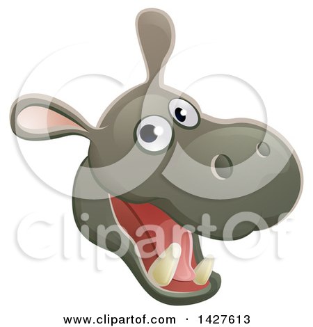 Clipart of a Happy Hippo Face Avatar - Royalty Free Vector Illustration by AtStockIllustration