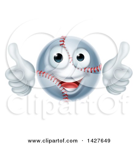 Clipart of a Cartoon Happy Baseball Mascot Giving Two Thumbs up - Royalty Free Vector Illustration by AtStockIllustration