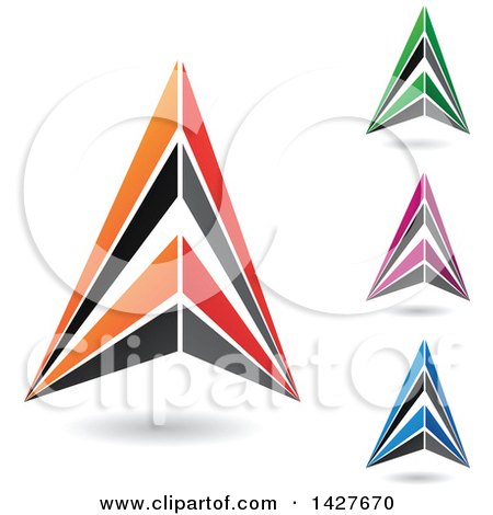 Clipart of Triangular Letter a Logos or Icon Designs with Shadows - Royalty Free Vector Illustration by cidepix