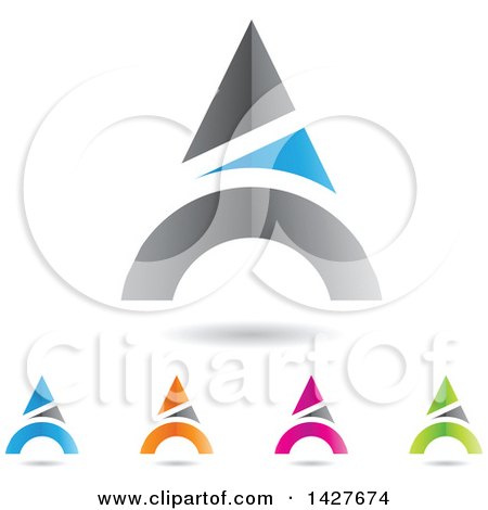 Clipart of Triangular Letter a Logos or Icon Designs with Shadows - Royalty Free Vector Illustration by cidepix