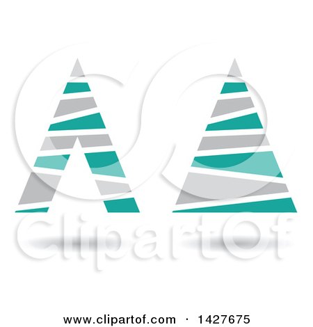 Clipart of Striped Triangular Letter a Logos or Icon Designs with Shadows - Royalty Free Vector Illustration by cidepix
