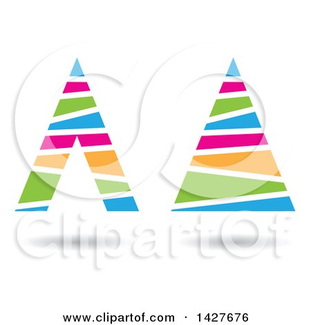 Clipart of Striped Triangular Letter a Logos or Icon Designs with Shadows - Royalty Free Vector Illustration by cidepix