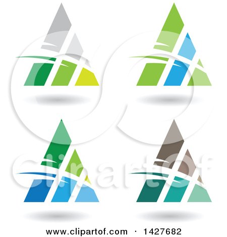 Clipart of Triangular or Pyramidical Letter a Logos or Icon Designs with Shadows - Royalty Free Vector Illustration by cidepix