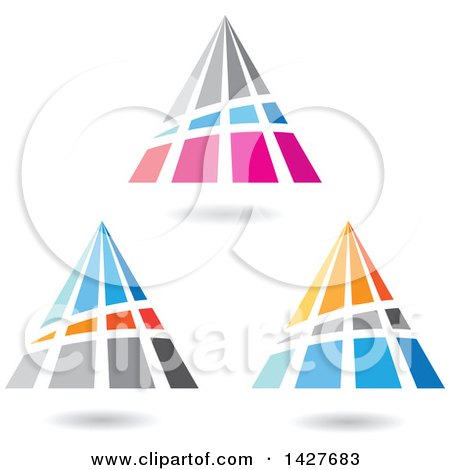 Clipart of Triangular or Pyramidical Letter a Logos or Icon Designs with Shadows - Royalty Free Vector Illustration by cidepix