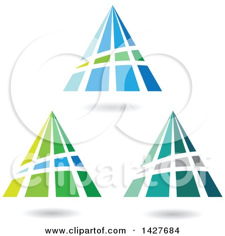 Clipart of Triangular or Pyramidical Letter a Logos or Icon Designs with Shadows - Royalty Free Vector Illustration by cidepix