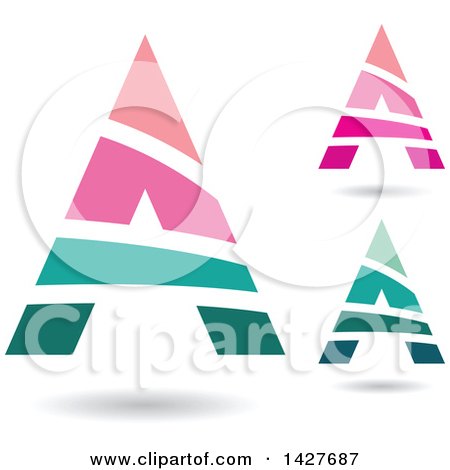 Clipart of Triangular Striped Letter a Logos or Icon Designs with Shadows - Royalty Free Vector Illustration by cidepix