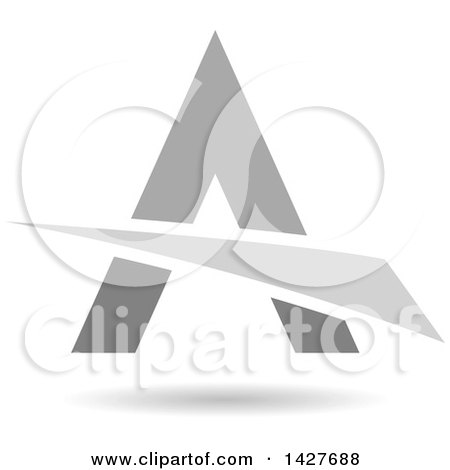 Clipart of a Triangular Gray Letter a Logo or Icon Design with a Swoosh and Shadow - Royalty Free Vector Illustration by cidepix
