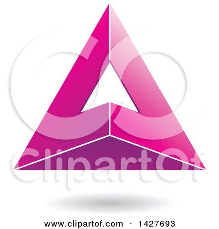 Clipart of a 3d Pyramidical Triangular Pink Letter a Logo or Icon Design with a Shadow - Royalty Free Vector Illustration by cidepix