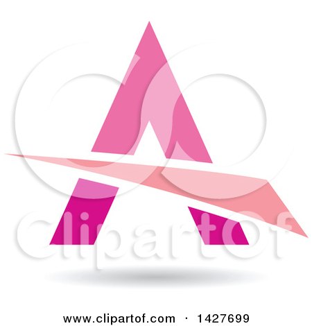 Clipart of a Triangular Pink Letter a Logo or Icon Design with a Swoosh and Shadow - Royalty Free Vector Illustration by cidepix