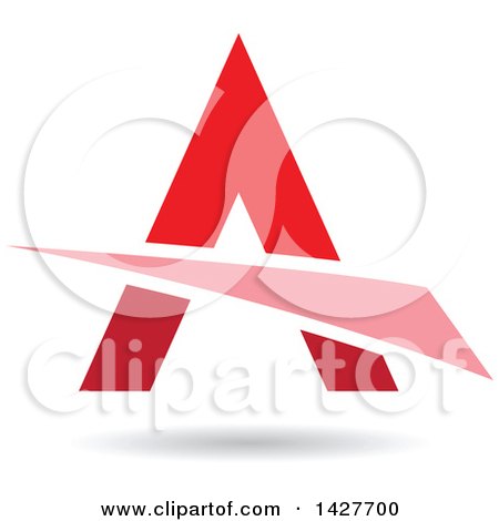 Clipart of a Triangular Red Letter a Logo or Icon Design with a Swoosh and Shadow - Royalty Free Vector Illustration by cidepix