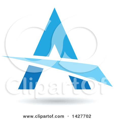 Clipart of a Triangular Blue Letter a Logo or Icon Design with a Swoosh and Shadow - Royalty Free Vector Illustration by cidepix