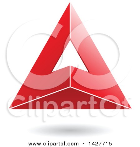 Clipart of a 3d Pyramidical Triangular Red Letter a Logo or Icon Design with a Shadow - Royalty Free Vector Illustration by cidepix