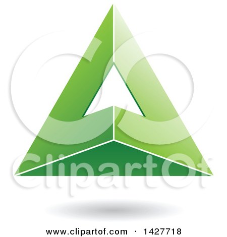Clipart of a 3d Pyramidical Triangular Green Letter a Logo or Icon Design with a Shadow - Royalty Free Vector Illustration by cidepix