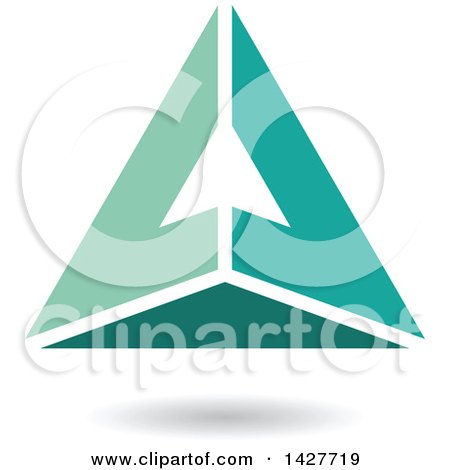 Clipart of a Pyramidical Triangular Turquoise Letter a Logo or Icon Design with a Shadow - Royalty Free Vector Illustration by cidepix