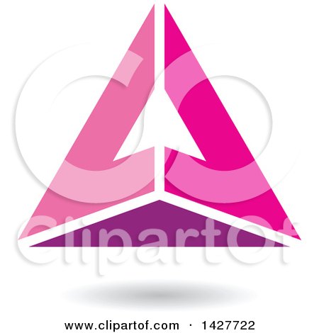 Clipart of a Pyramidical Triangular Pink Letter a Logo or Icon Design with a Shadow - Royalty Free Vector Illustration by cidepix