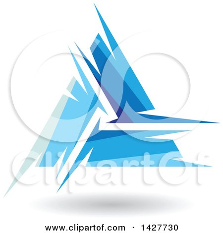Clipart of a Triangular Abstract Artistic Blue Letter a Logo or Icon Design with a Shadow - Royalty Free Vector Illustration by cidepix