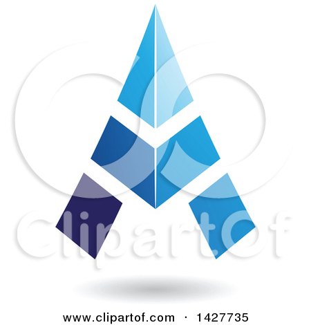 Clipart of a Triangular Blue Letter a Logo or Icon Design with a Shadow - Royalty Free Vector Illustration by cidepix