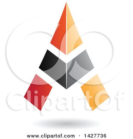 Clipart of a Triangular Black and Orange Letter a Logo or Icon Design with a Shadow - Royalty Free Vector Illustration by cidepix