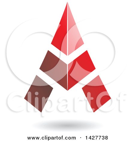 Clipart of a Triangular Red Letter a Logo or Icon Design with a Shadow - Royalty Free Vector Illustration by cidepix