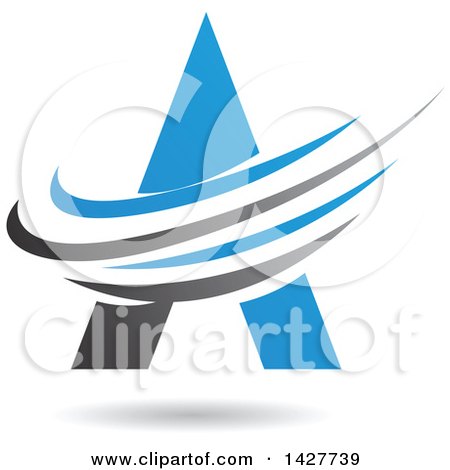 Clipart of a Triangular Blue Letter a Logo or Icon Design with Swooshes and a Shadow - Royalty Free Vector Illustration by cidepix