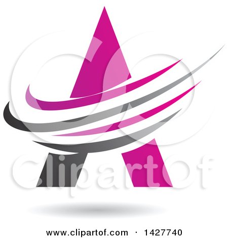 Clipart of a Triangular Pink Letter a Logo or Icon Design with Swooshes and a Shadow - Royalty Free Vector Illustration by cidepix
