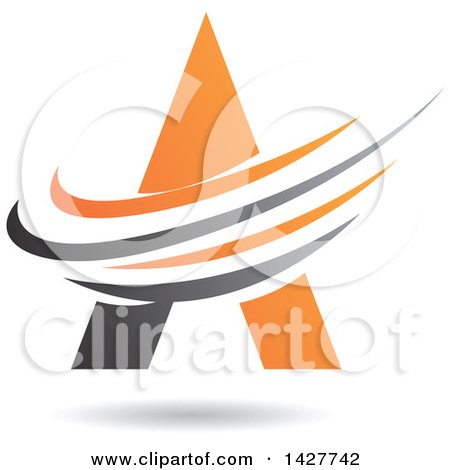 Clipart of a Triangular Orange Letter a Logo or Icon Design with Swooshes and a Shadow - Royalty Free Vector Illustration by cidepix