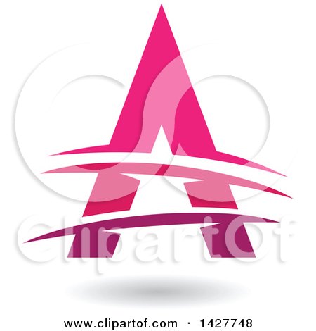 Clipart of a Triangular Purple Red and Pink Letter a Logo or Icon Design with Lines and a Shadow - Royalty Free Vector Illustration by cidepix