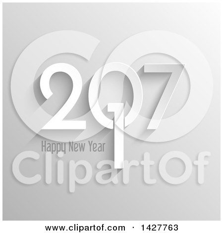 Clipart of a Grayscale Happy New Year 2017 Design - Royalty Free Vector Illustration by KJ Pargeter