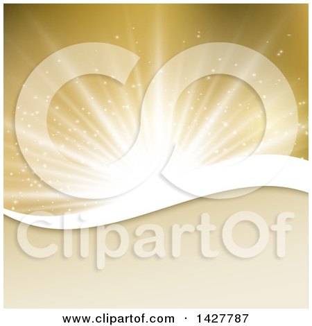 Clipart of a Golden Shining Light Background with Text Space - Royalty Free Vector Illustration by KJ Pargeter