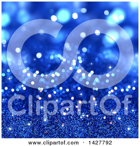 Clipart of a Blue Glitter and Bokeh Background - Royalty Free Illustration by KJ Pargeter