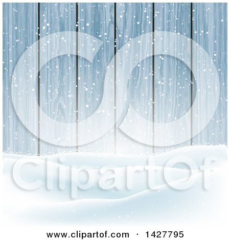 Clipart of a Background of Snoy Hills Against Wood - Royalty Free Vector Illustration by KJ Pargeter