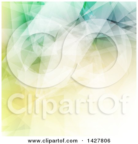 Clipart of a Geometric Abstract Low Poly Background in Green and Yellow - Royalty Free Vector Illustration by KJ Pargeter