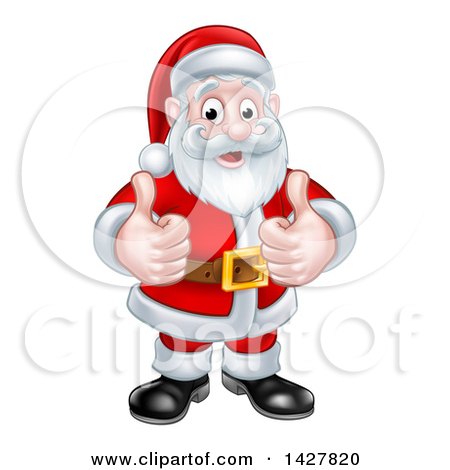 Clipart of a Christmas Santa Claus Giving Two Thumbs up - Royalty Free Vector Illustration by AtStockIllustration