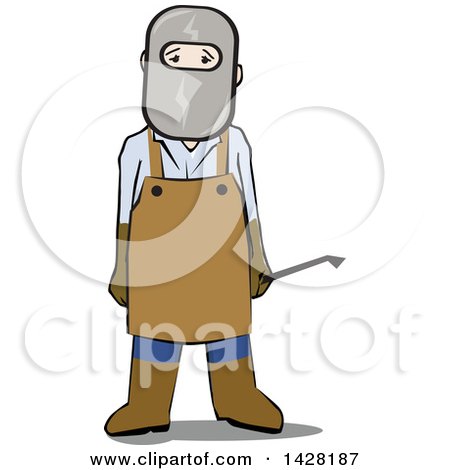 Clipart of a Male Welder in Safety Gear - Royalty Free Vector Illustration by David Rey