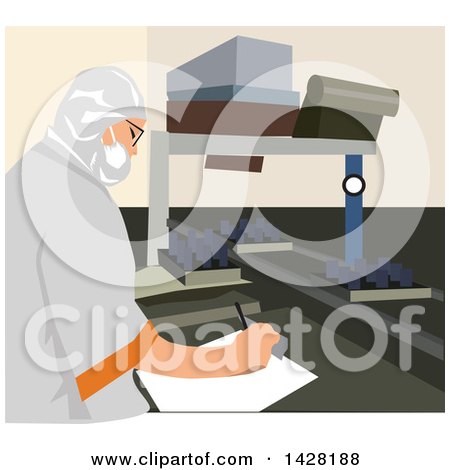 Clipart of a Factory Worker Taking Quality Notes - Royalty Free Vector Illustration by David Rey