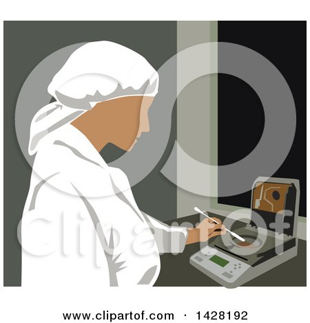Clipart of a Female Worker Measuring - Royalty Free Vector Illustration by David Rey