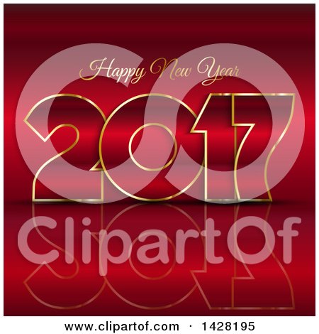 Clipart of a Happy New Year 2017 Greeting in Red and Gold - Royalty Free Vector Illustration by KJ Pargeter