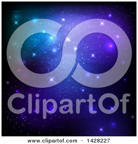 Clipart of a Starry Night Sky and Nebulae - Royalty Free Vector Illustration by KJ Pargeter