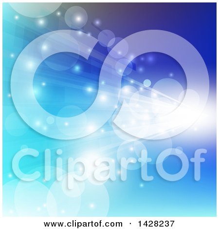 Clipart of a Blue Abstract Background with Flares and Streaks of Light - Royalty Free Vector Illustration by KJ Pargeter