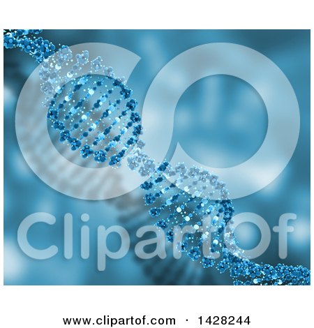 Clipart of a 3d Blue Dna Double Helix - Royalty Free Illustration by KJ Pargeter