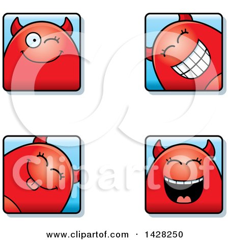 Clipart of Winking Devil Faces - Royalty Free Vector Illustration by Cory Thoman