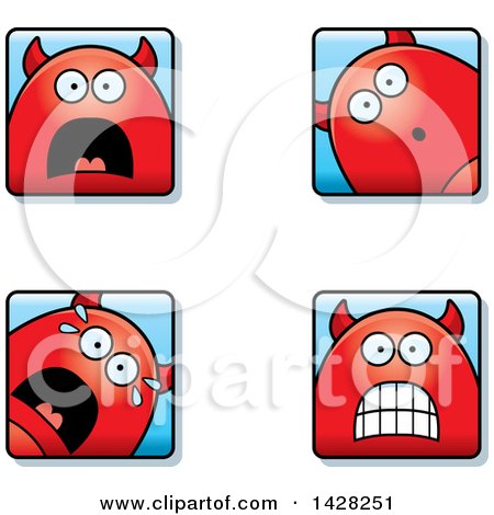 Clipart of Scared Devil Faces - Royalty Free Vector Illustration by Cory Thoman