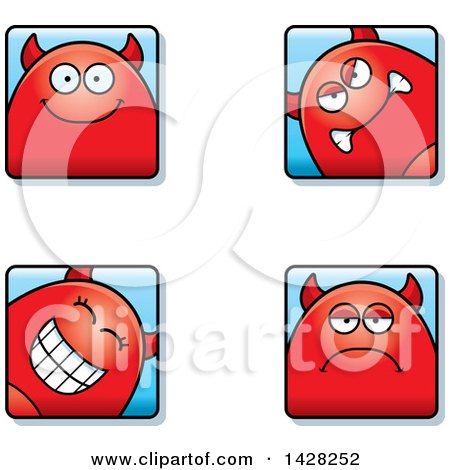 Clipart of Devil Faces - Royalty Free Vector Illustration by Cory Thoman