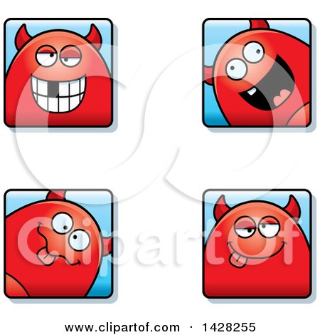 Clipart of Goofy Devil Faces - Royalty Free Vector Illustration by Cory Thoman