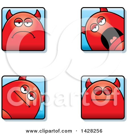 Clipart of Calm Devil Faces - Royalty Free Vector Illustration by Cory Thoman