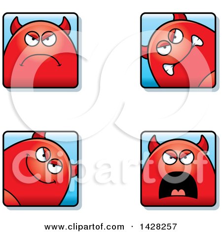 Clipart of Angry Devil Faces - Royalty Free Vector Illustration by Cory Thoman