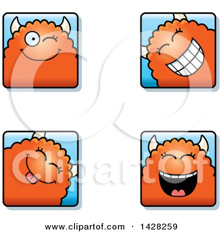 Clipart of Winking Monster Faces - Royalty Free Vector Illustration by Cory Thoman