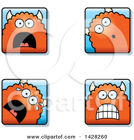Clipart of Scared Monster Faces - Royalty Free Vector Illustration by Cory Thoman