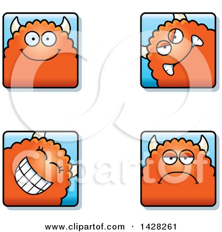 Clipart of Monster Faces - Royalty Free Vector Illustration by Cory Thoman